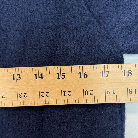 Orvis Boys Large Wool Pullover Sweater Navy Blue Red Trim Elbow Patches - Picture 7 of 7